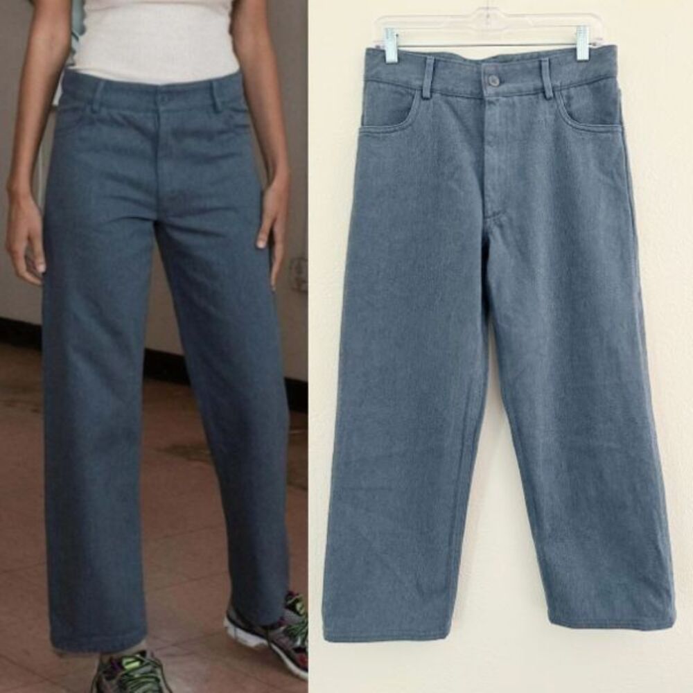 Baserange Indre Organic Cotton Straight Leg Blue Canvas Jeans Portgual Womens XS
